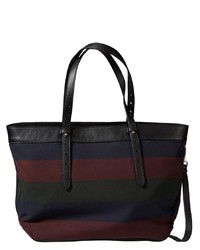 dunkelblaue horizontal gestreifte Shopper Tasche aus Segeltuch von Marc O'Polo