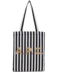 dunkelblaue horizontal gestreifte Shopper Tasche von A.P.C.