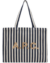 dunkelblaue horizontal gestreifte Shopper Tasche von A.P.C.