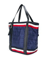 dunkelblaue horizontal gestreifte Shopper Tasche von Moncler