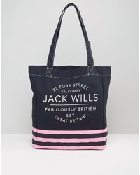 dunkelblaue horizontal gestreifte Shopper Tasche von Jack Wills
