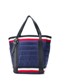 dunkelblaue horizontal gestreifte Shopper Tasche von Moncler