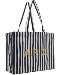 dunkelblaue horizontal gestreifte Shopper Tasche von A.P.C.