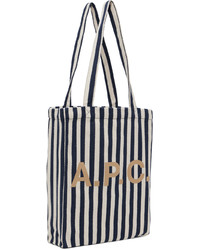 dunkelblaue horizontal gestreifte Shopper Tasche von A.P.C.