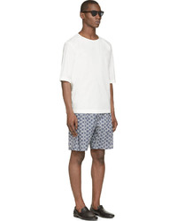 dunkelblaue horizontal gestreifte Shorts von Lemaire