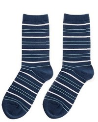 dunkelblaue horizontal gestreifte Socken