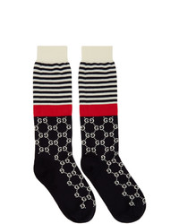 dunkelblaue horizontal gestreifte Socken von Gucci