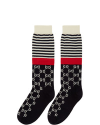 dunkelblaue horizontal gestreifte Socken von Gucci