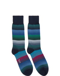 dunkelblaue horizontal gestreifte Socken von Paul Smith