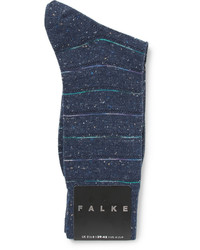dunkelblaue horizontal gestreifte Socken von Falke
