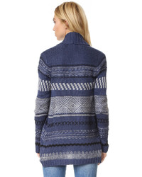 dunkelblaue horizontal gestreifte Strickjacke mit einer offenen Front von BB Dakota