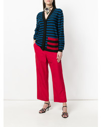 dunkelblaue horizontal gestreifte Strickjacke von Sonia Rykiel