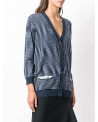 dunkelblaue horizontal gestreifte Strickjacke von Loewe