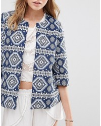 dunkelblaue Jacke mit geometrischem Muster von Vero Moda