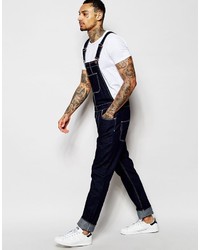 dunkelblaue Jeans Latzhose von Asos