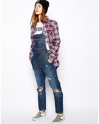 dunkelblaue Jeans Latzhose von Asos