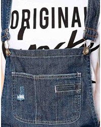 dunkelblaue Jeans Latzhose von Asos