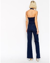 dunkelblaue Jeans Latzhose von Asos