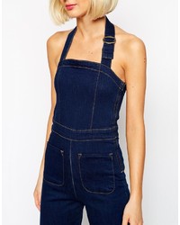 dunkelblaue Jeans Latzhose von Asos