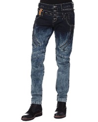 dunkelblaue Jeans mit Acid-Waschung von Cipo & Baxx