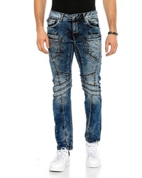 dunkelblaue Jeans mit Acid-Waschung von Cipo & Baxx