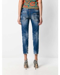 dunkelblaue Jeans mit Acid-Waschung von Dsquared2