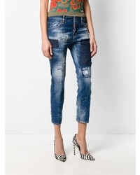 dunkelblaue Jeans mit Acid-Waschung von Dsquared2