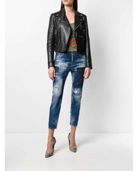 dunkelblaue Jeans mit Acid-Waschung von Dsquared2