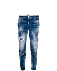 dunkelblaue Jeans mit Acid-Waschung von Dsquared2