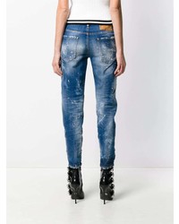 dunkelblaue Jeans mit Acid-Waschung von Dsquared2