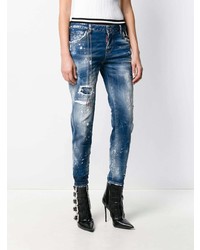 dunkelblaue Jeans mit Acid-Waschung von Dsquared2