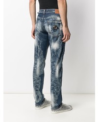dunkelblaue Jeans mit Acid-Waschung von Philipp Plein
