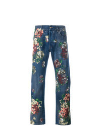 dunkelblaue Jeans mit Blumenmuster