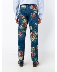 dunkelblaue Jeans mit Blumenmuster von Gucci