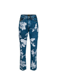dunkelblaue Jeans mit Blumenmuster von Vivienne Westwood Anglomania