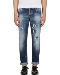 dunkelblaue Jeans mit Destroyed-Effekten von DSquared