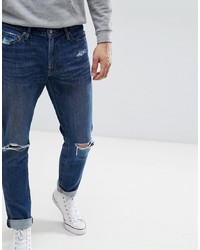 dunkelblaue Jeans mit Destroyed-Effekten von Abercrombie & Fitch