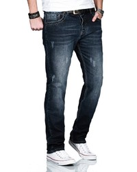 dunkelblaue Jeans mit Destroyed-Effekten von Alessandro Salvarini