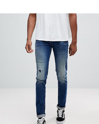 dunkelblaue Jeans mit Destroyed-Effekten von ASOS DESIGN