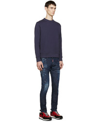 dunkelblaue Jeans mit Destroyed-Effekten von DSQUARED2