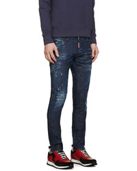 dunkelblaue Jeans mit Destroyed-Effekten von DSQUARED2