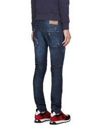 dunkelblaue Jeans mit Destroyed-Effekten von DSQUARED2