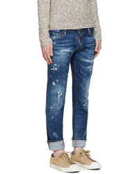 dunkelblaue Jeans mit Destroyed-Effekten von DSQUARED2