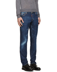 dunkelblaue Jeans mit Destroyed-Effekten von DSQUARED2