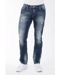 dunkelblaue Jeans mit Destroyed-Effekten von BLUE MONKEY