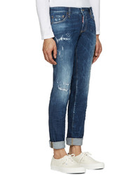 dunkelblaue Jeans mit Destroyed-Effekten von DSQUARED2