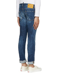 dunkelblaue Jeans mit Destroyed-Effekten von DSQUARED2