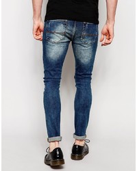 dunkelblaue Jeans mit Destroyed-Effekten von Asos