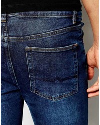 dunkelblaue Jeans mit Destroyed-Effekten von Asos