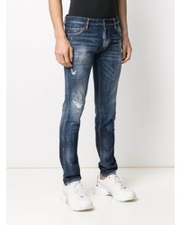 dunkelblaue Jeans mit Destroyed-Effekten von DSQUARED2